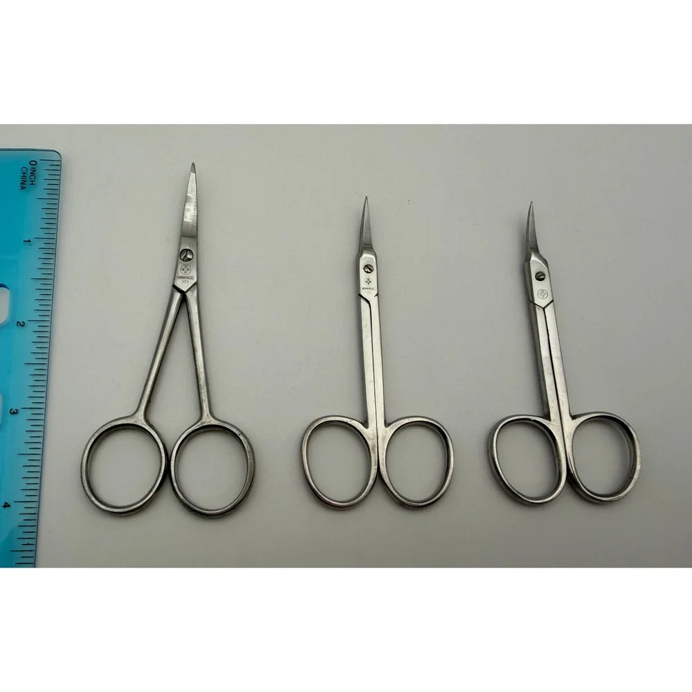 Mundial Scissors Set 3pc 171 Straight 705 Curved Embroidery Nail Cuticle Silver